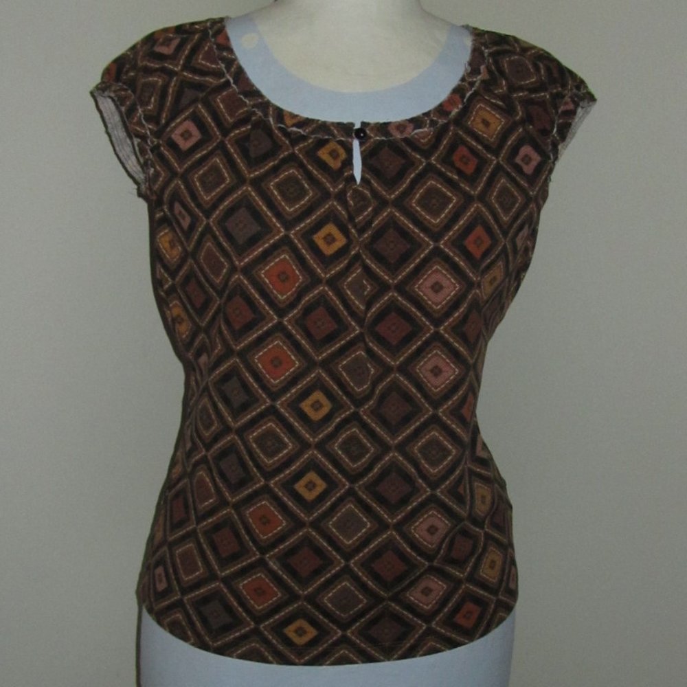 Women's Liz Claiborne Petite Small Brown Cap Sleeve Top NWT-$36.00